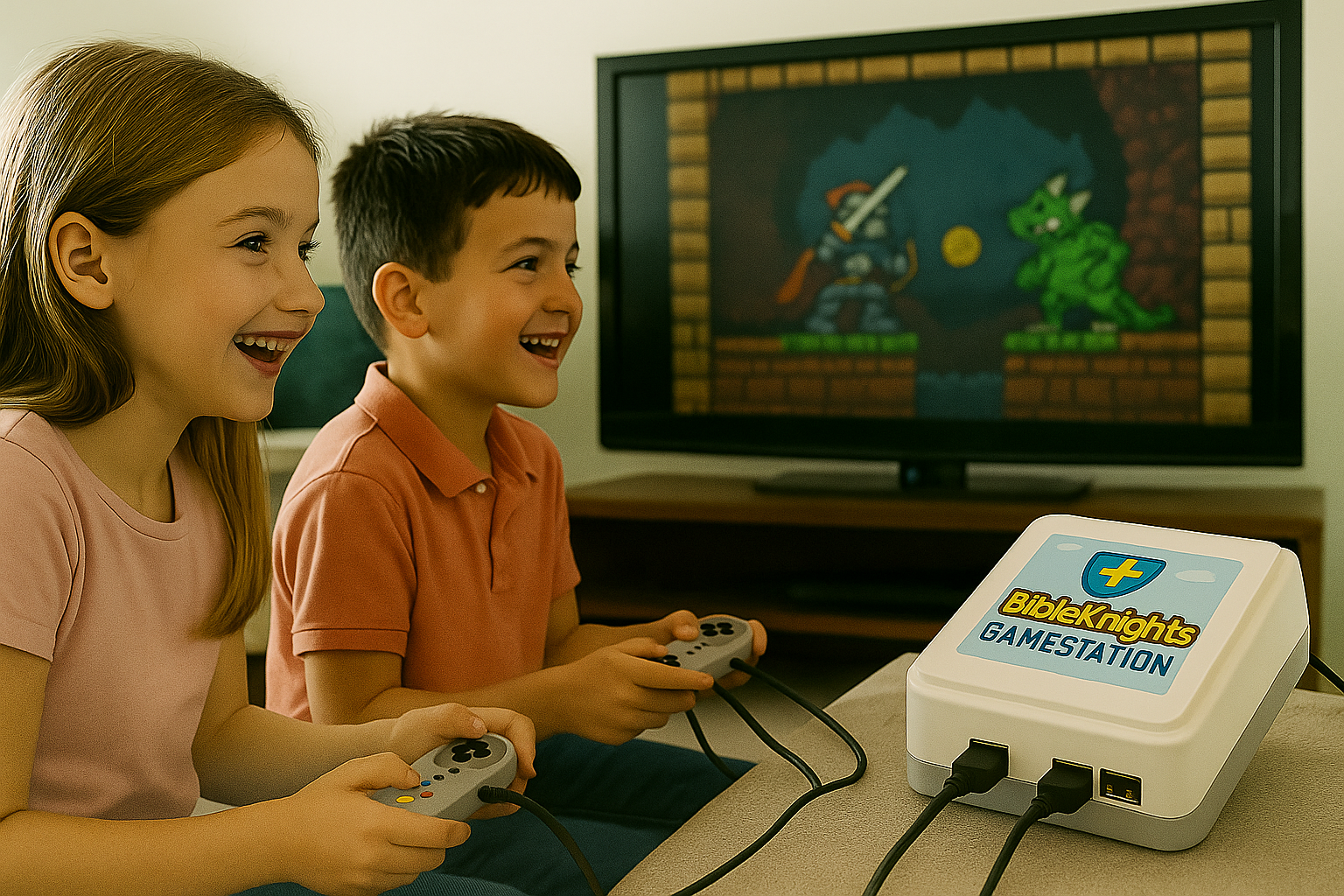 Kids playing BibleKnights GameStation